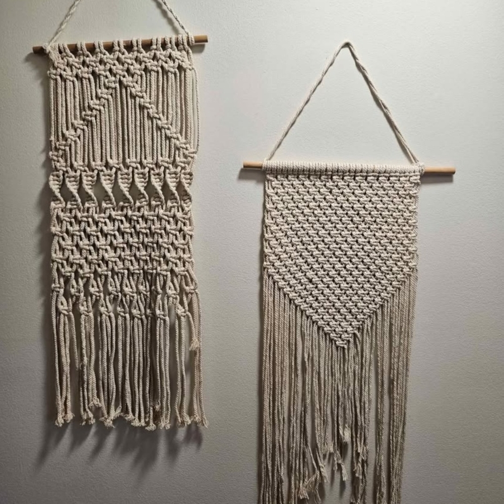 Handcrafted Cream Macramé Wall Hanging Set